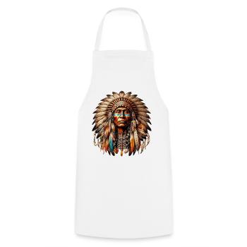 Amérindien Peau rouge d’Amérique - Tablier de cuisine - blanc - Devant - AI Model Male 185 dark (185cm)
