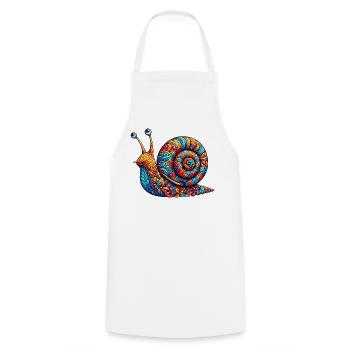 Schnecke - Kochschürze - Weiß - Vorne - AI Model Male 185 dark (185cm)