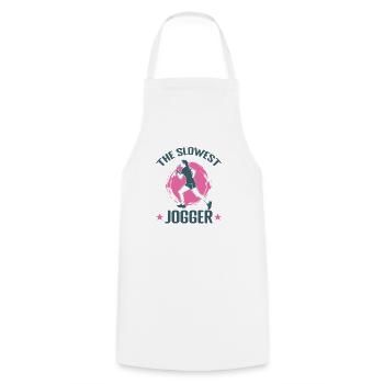 The Slowest Jogger - Cooking Apron - white - Front - AI Model Male 185 dark (185cm)
