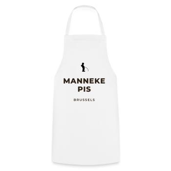 Manneken Piss Brüssel - Kochschürze - Weiß - Vorne - AI Model Male 185 dark (185cm)