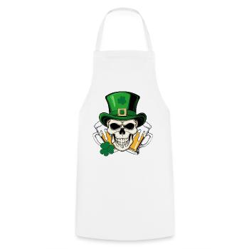 Totenkopf San Patrick Tag - Kochschürze - Weiß - Vorne - AI Model Male 185 dark (185cm)