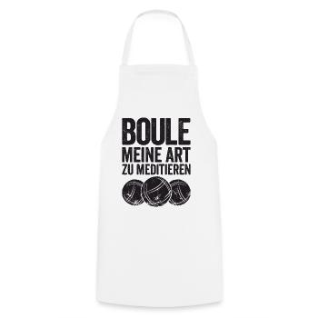 Boule ist meine Superkraft! Bouler Boulespieler - Kochschürze - Weiß - Vorne - AI Model Male 185 dark (185cm)