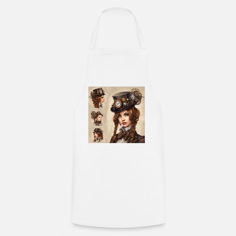 Belle fille dans le style steampunk - Tablier de cuisine - blanc