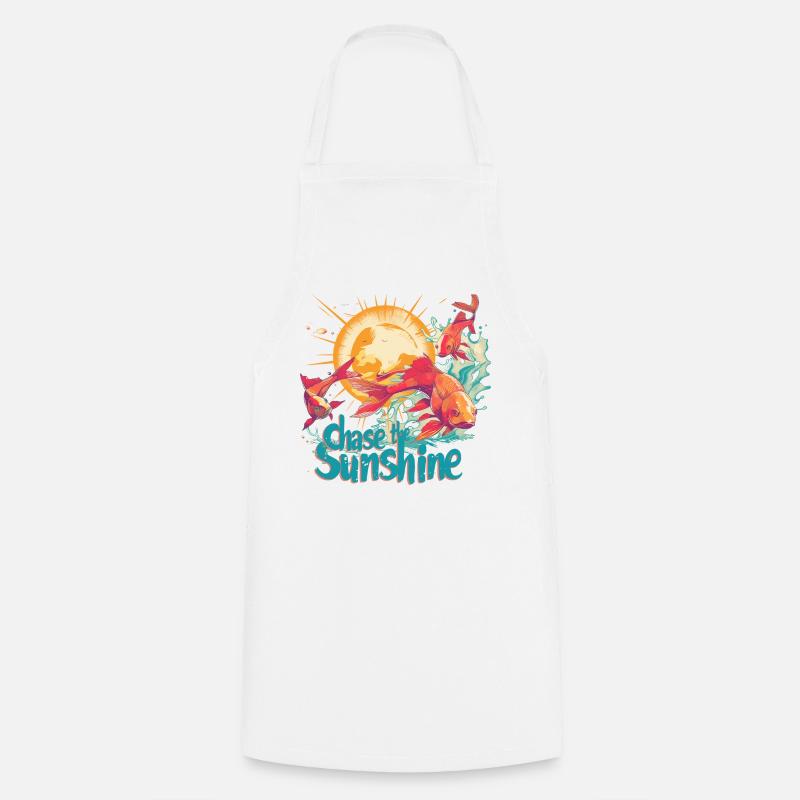 Chasing the sun, Pisces, sun in retro style - Cooking Apron - white