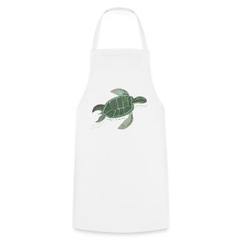 Tortue du cœur : Rivière de la Tranquillité - Tablier de cuisine - blanc - Devant - AI Model Male 185 dark (185cm)