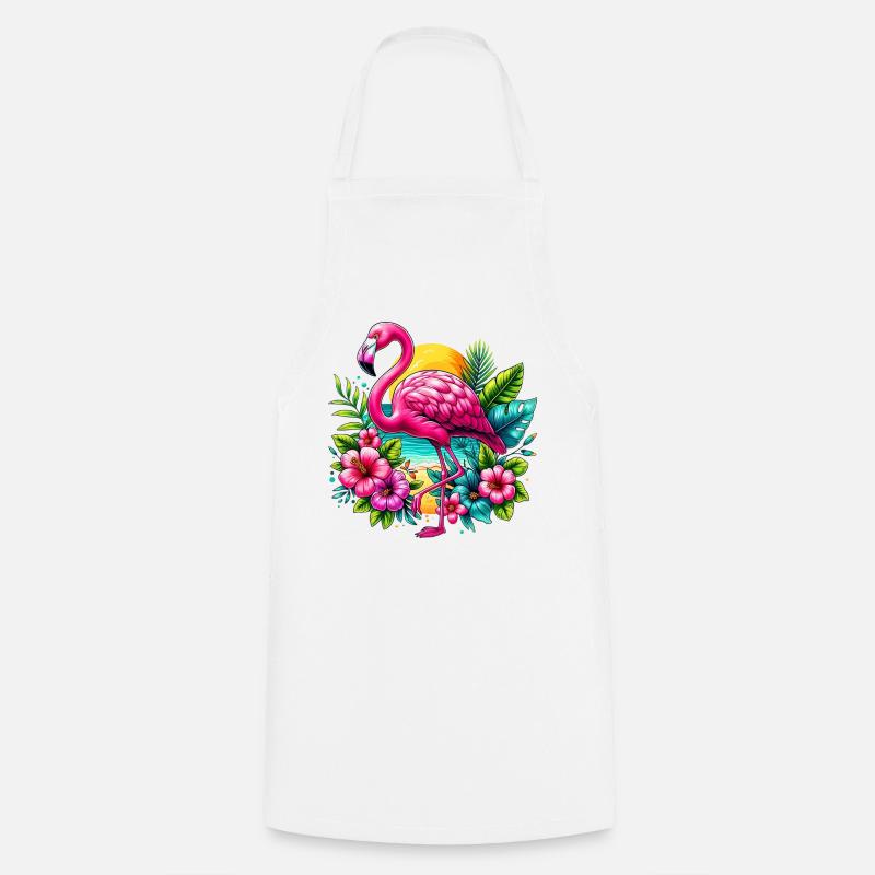 Flamingo - Kochschürze - Weiß