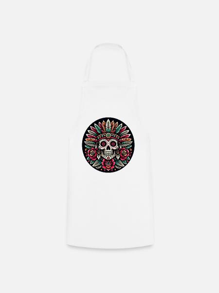 Maya Skull 2 - Kochschürze - Weiß