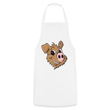 Chien cochon - souriant - Tablier de cuisine - blanc - Devant - AI Model Male 185 dark (185cm)