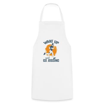Wake up and go Jogging - Cooking Apron - white - Front - AI Model Male 185 dark (185cm)