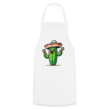 Fiesta-Kaktus: Der Saguaro-Shaker - Kochschürze - Weiß - Vorne - AI Model Male 185 dark (185cm)