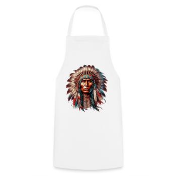 Amérindien Peau rouge d’Amérique - Tablier de cuisine - blanc - Devant - AI Model Male 185 dark (185cm)