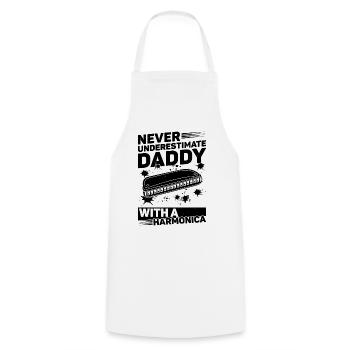 Never Underestimate Daddy With A Harmonica - Kochschürze - Weiß - Vorne - AI Model Male 185 dark (185cm)