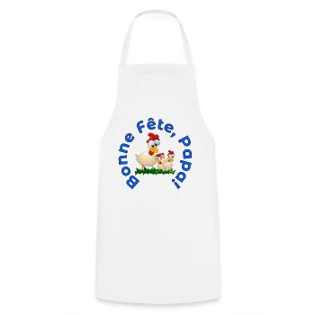 FAMILLE BONNE Fête des Pères POULETS - Tablier de cuisine - blanc - Devant - AI Model Male 185 dark (185cm)