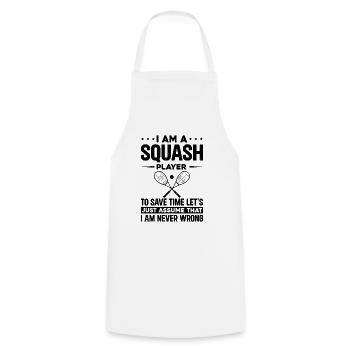 I am a Squash Player to save time let's just assum - Cooking Apron - white - Front - AI Model Male 185 dark (185cm)