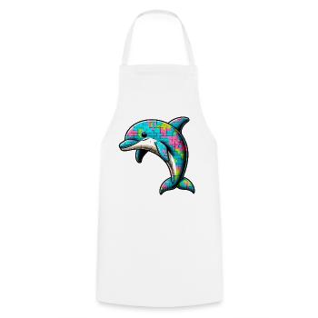 Delfin - Kochschürze - Weiß - Vorne - AI Model Male 185 dark (185cm)