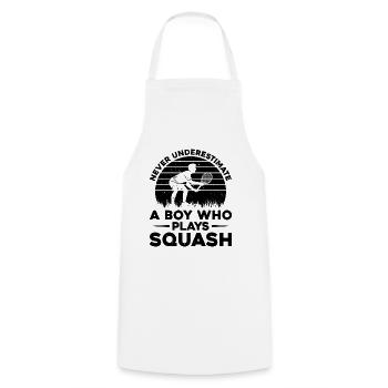 Never underestimate a boy who plays squash - Kochschürze - Weiß - Vorne - AI Model Male 185 dark (185cm)