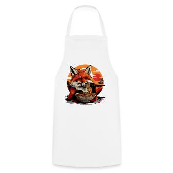 Fox Ramen Noodles Japan Vintage Retro Foxes - Cooking Apron - white - Front - AI Model Male 185 dark (185cm)