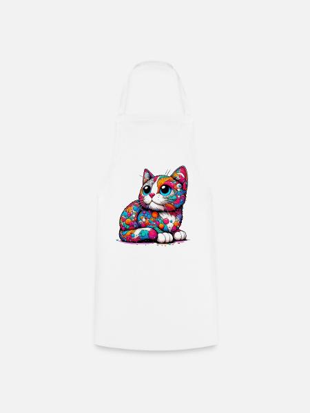 Katze - Kochschürze - Weiß