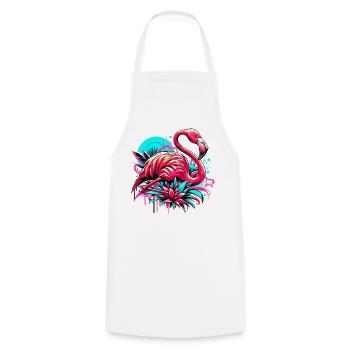 Flamingo - Kochschürze - Weiß - Vorne - AI Model Male 185 dark (185cm)