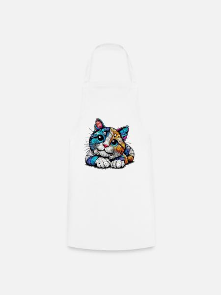 Katze - Kochschürze - Weiß
