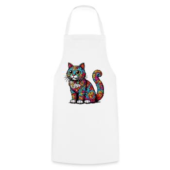 Cat - Cooking Apron - white - Front - AI Model Male 185 dark (185cm)