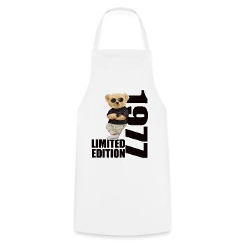 Édition limitée 1977 ours ours anniversaire 1977 - Tablier de cuisine - blanc - Devant - AI Model Male 185 dark (185cm)
