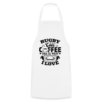 Rugby Cats Coffee This Is What I Love - Rugby Play - Cooking Apron - white - Front - AI Model Male 185 dark (185cm)
