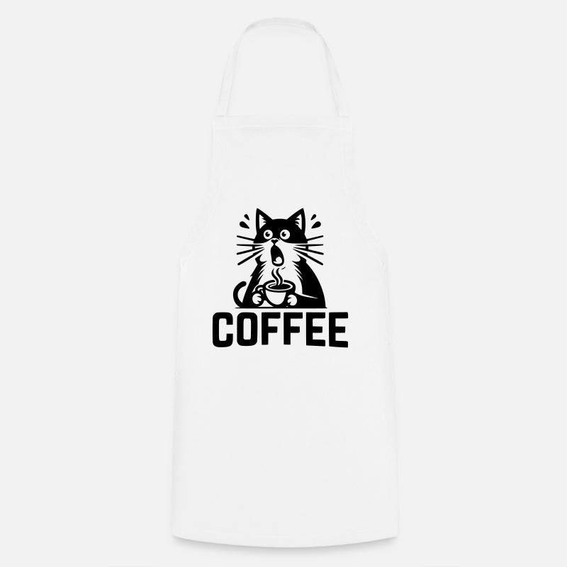 Café pour chat - Tablier de cuisine - blanc