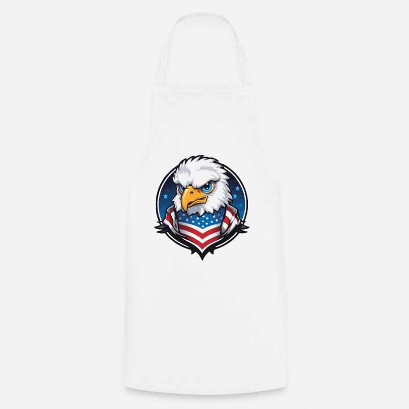 USA Aviator Eagle en cercle - Tablier de cuisine - blanc