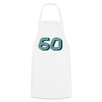 60. 60 YEARS. 60th ANNIVERSARY. 60TH BIRTHDAY. - Cooking Apron - white - Front - AI Model Male 185 dark (185cm)