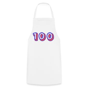 100. 100 JAHRE. 100-JÄHRIGES JUBILÄUM. GEBURTSTAG 100 - Kochschürze - Weiß - Vorne - AI Model Male 185 dark (185cm)