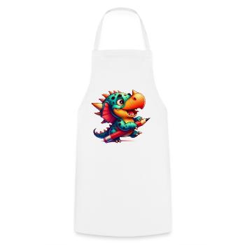 Kawaii Dino mit Bleistift Süßer Dinosaurier Kind - Kochschürze - Weiß - Vorne - AI Model Male 185 dark (185cm)