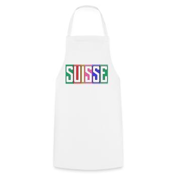 SWITZERLAND. HUMOR. COUNTRY. FLAG. GENEVA. LAUSANNE - Cooking Apron - white - Front - AI Model Male 185 dark (185cm)