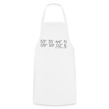 Koordinaten Hamburg Eppendorf - Kochschürze - Weiß - Vorne - AI Model Male 185 dark (185cm)