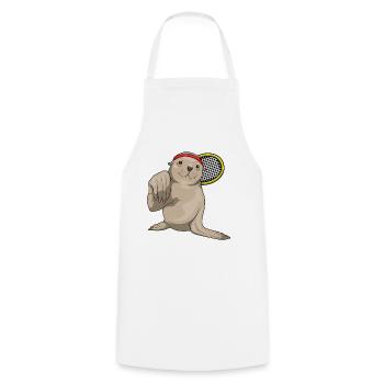 Seal Tennis Tennis Racket - Cooking Apron - white - Front - AI Model Male 185 dark (185cm)