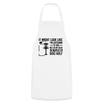 Disc Golf - Mais dans ma tête, je joue au disc golf - Tablier de cuisine - blanc - Devant - AI Model Male 185 dark (185cm)