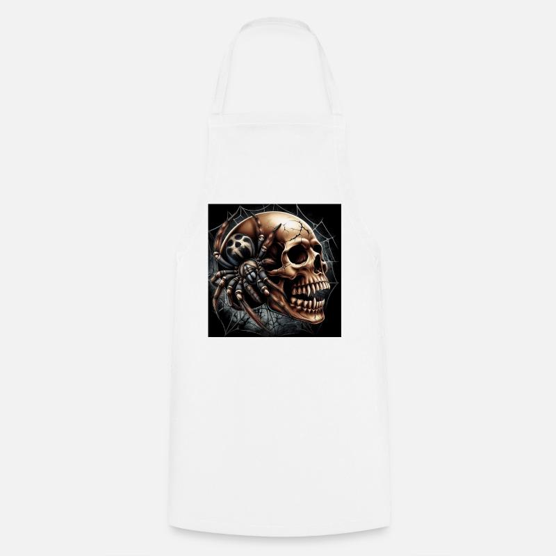 Skull and Spider - Cooking Apron - white