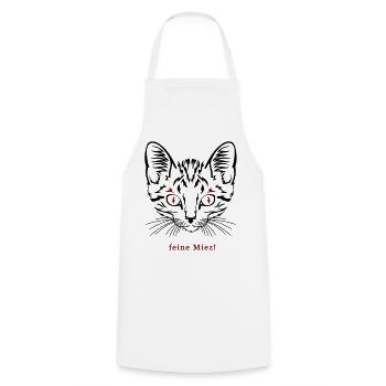 Katze, feine Miez - Kochschürze - Weiß - Vorne - AI Model Male 185 dark (185cm)