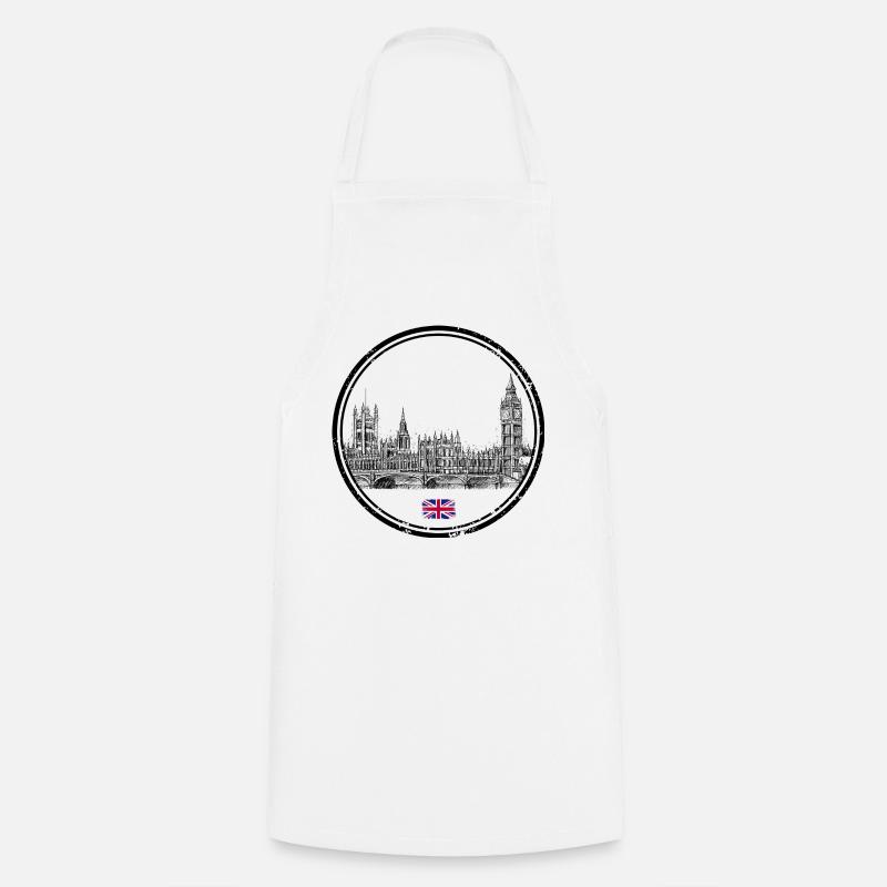 Tiny Union Jack Accent on Black - Cooking Apron - white