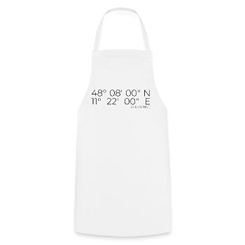 Coordinates Germering, Bavaria - Cooking Apron - white - Front - AI Model Male 185 dark (185cm)