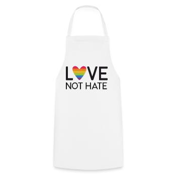 Mois de la fierté LGBT - Love No Hate - Tablier de cuisine - blanc - Devant - AI Model Male 185 dark (185cm)