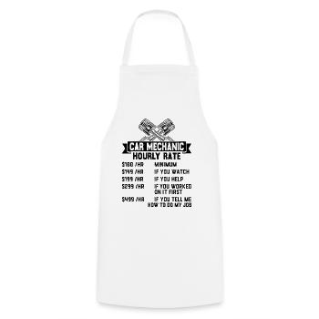 Funny Mechanic Car Mechanic Hourly Rate - Cooking Apron - white - Front - AI Model Male 185 dark (185cm)