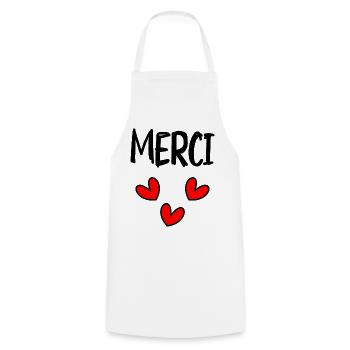 MERCI. MAÎTRESSE. MAÎTRE. MERCI MAÎTRESSE - Tablier de cuisine - blanc - Devant - AI Model Male 185 dark (185cm)