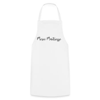 MERCI. MAÎTRESSE. MAÎTRE. MERCI MAÎTRESSE - Tablier de cuisine - blanc - Devant - AI Model Male 185 dark (185cm)