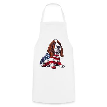 Basset Hound Dog 4th of July American Flag Gifts - Kochschürze - Weiß - Vorne - AI Model Male 185 dark (185cm)
