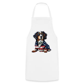 Bouvier bernois 4 juillet Drapeau américain - Tablier de cuisine - blanc - Devant - AI Model Male 185 dark (185cm)