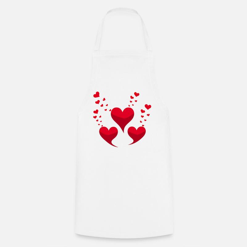 Red hearts - Cooking Apron - white