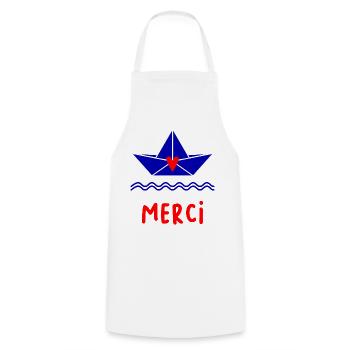 THANK YOU. MISTRESS. MASTER - Cooking Apron - white - Front - AI Model Male 185 dark (185cm)