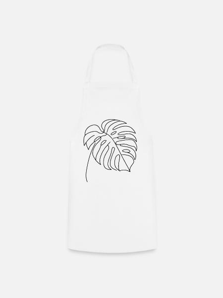 Monstera Blatt Schwarz - Kochschürze - Weiß