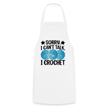 Idées de crochet amusantes - Désolé, je ne peux pas parler, je crochete - Tablier de cuisine - blanc - Devant - AI Model Male 185 dark (185cm)